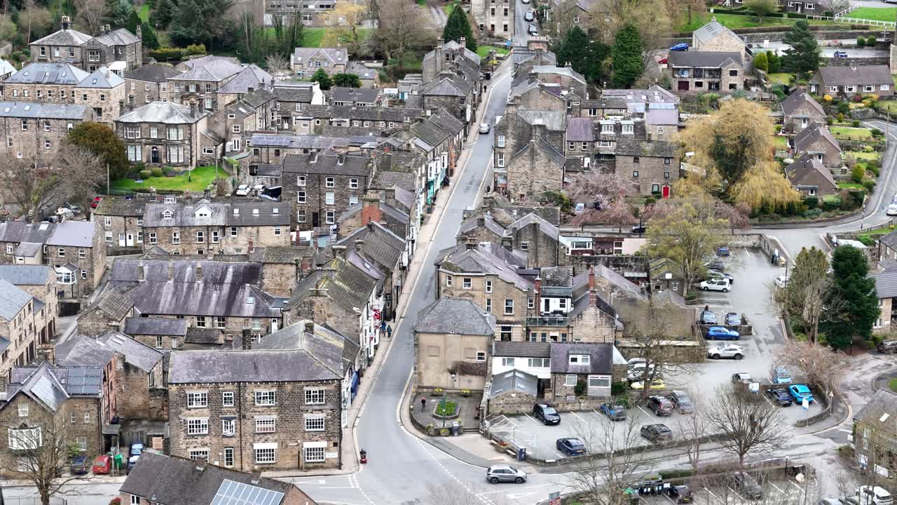 Pateley Bridge, North Yorkshire, Regno Unito, ripresa aerea con drone