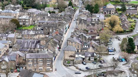 Pateley-Bridge-Town-North-Yorkshire,-Großbritannien,-Drohne,-Luftaufnahme