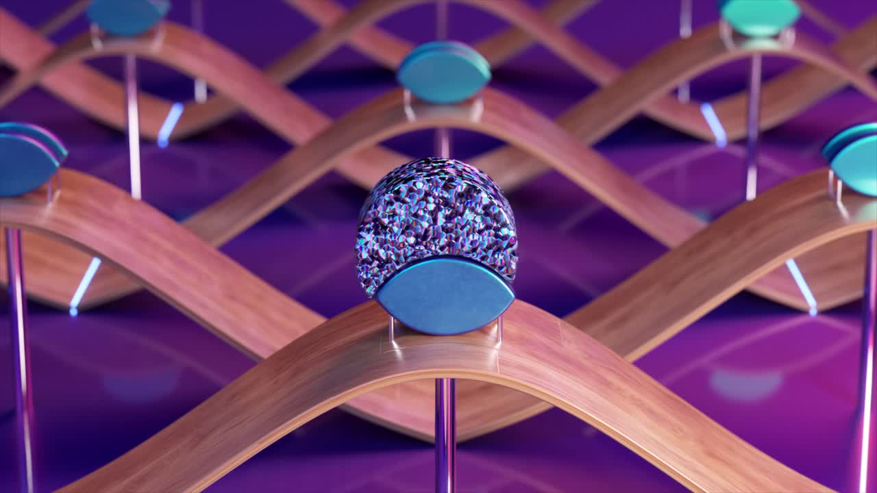 나무 곡선과 기하학적 모양으로 추상적인 3d 렌더링