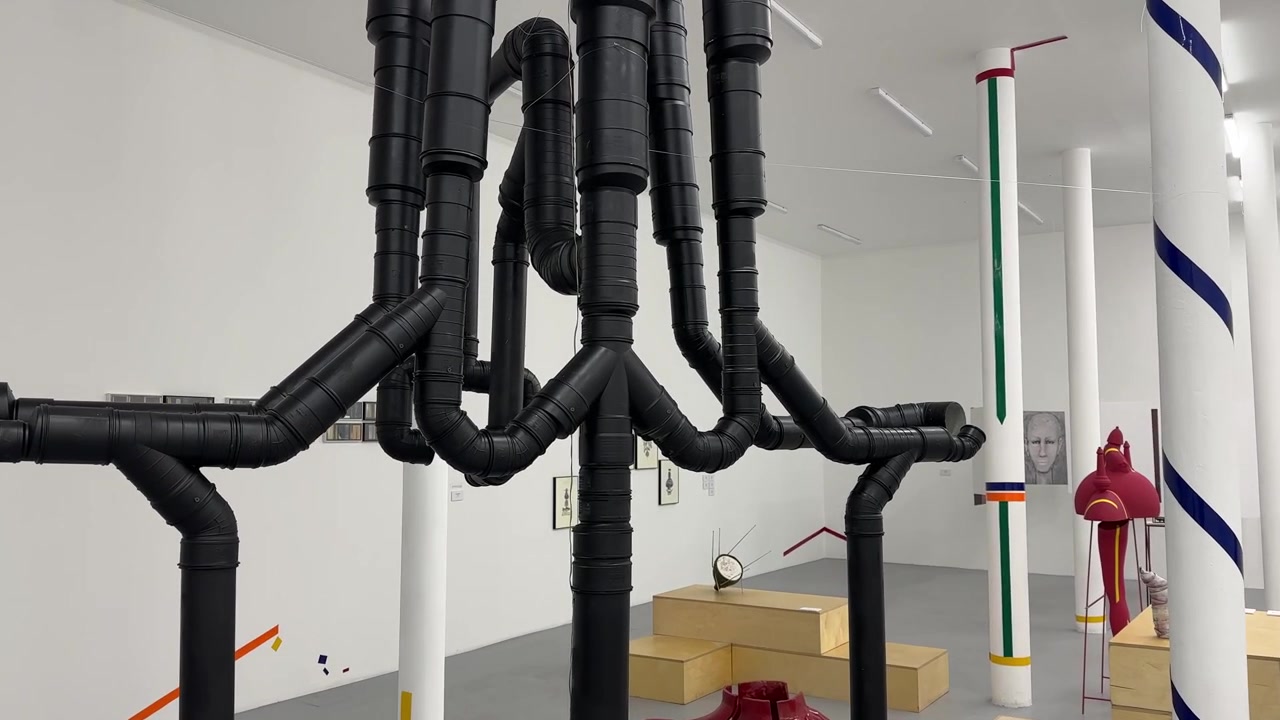 Drain plumbing wastewater art of pipeline drainage sewer infrastructure industrial utility engineering maintenance sanitation discharge flow urban conceptual installation art sculpture in Tehran Iran