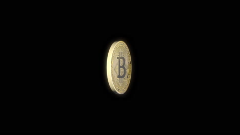 una sola moneda de criptomoneda de bitcoin girando - animación en 3d