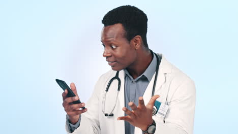 doctor, man and phone success