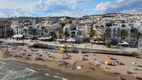 Aerial-views-of-Sitges-village-nearby-the-coast-of-Barcelona