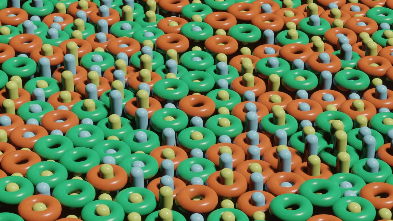 3d 렌더링 다채로운 요소를 가진 추상적인 애니메이션 배경, 시엄리스 루프, 현대적인 만족스러운 3d 애니메이션