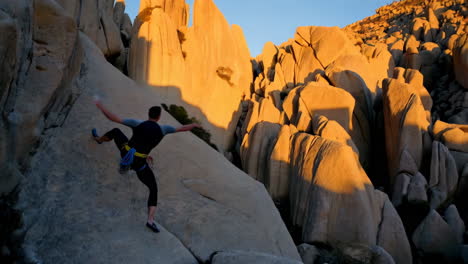rock climbing at sunset