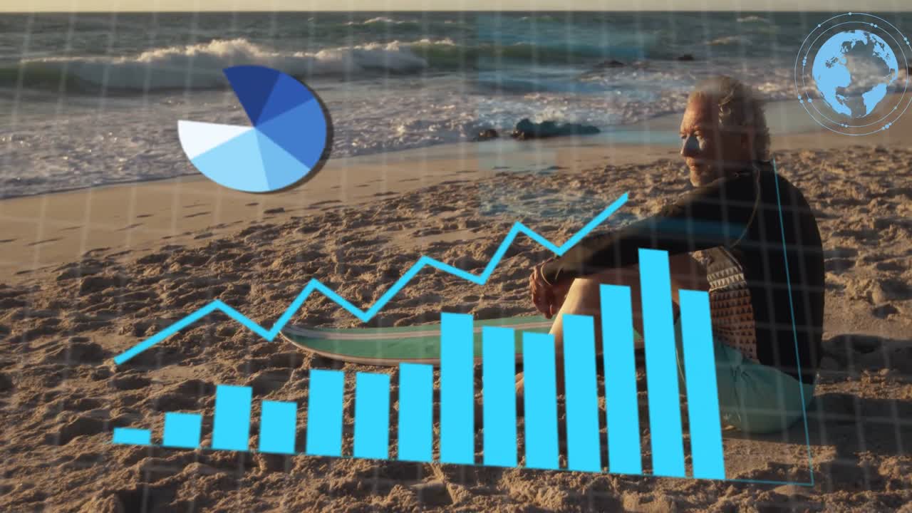 "ANALYSING"-laatikko ilmestyy, käynnistäen teknisiä kaavioita, jotka peittävät vanhemman miehen kirjaamassa meridataa taulun ääressä.