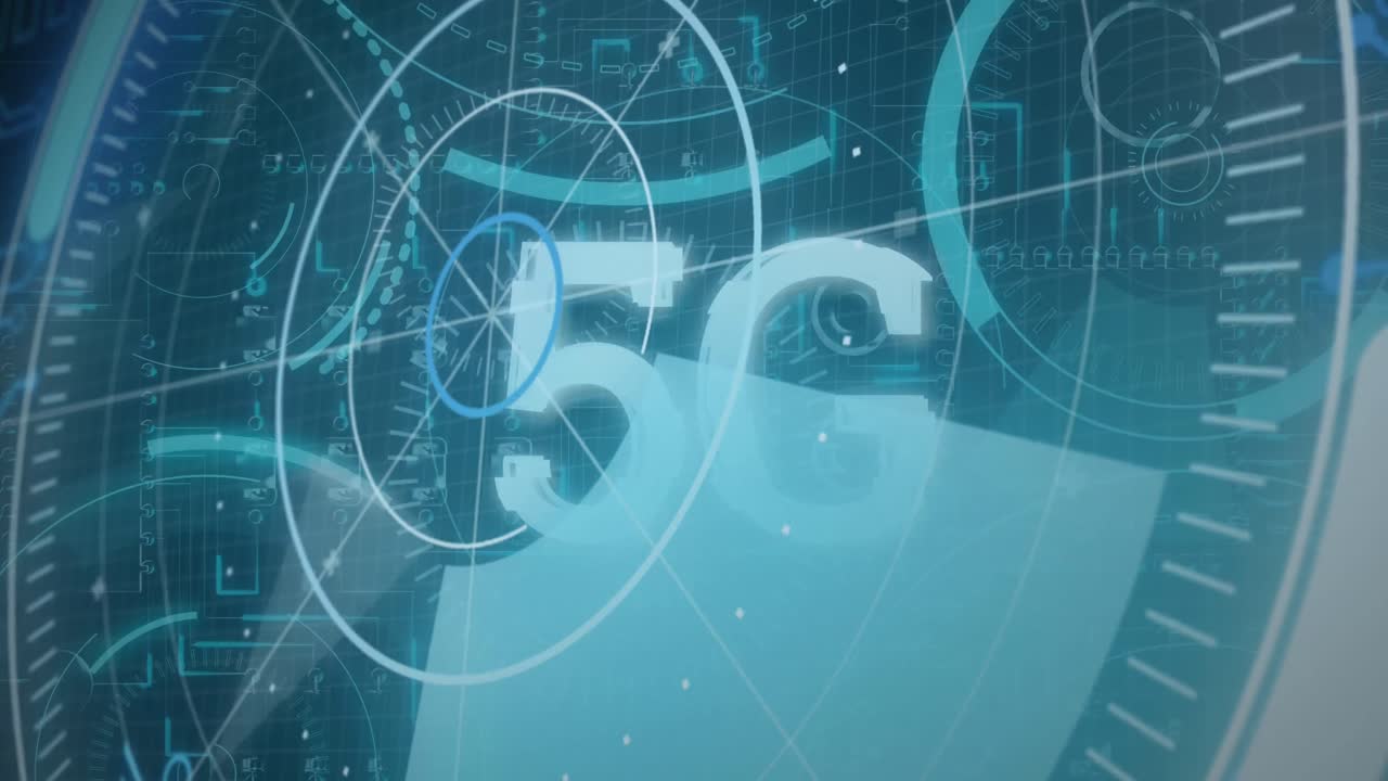 어두운 배경 위의 디지털 인터페이스의 애니메이션