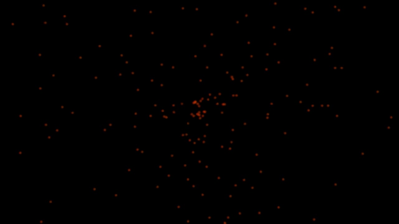 Abstract Animation of Glowing Red Particles Floating in Dark Space