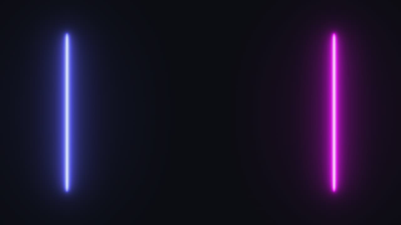 입문 애니메이션은 수직 네온 라인 바가 두 부분으로 나어지고 다시 하나로 합쳐지는 것을 특징으로합니다.