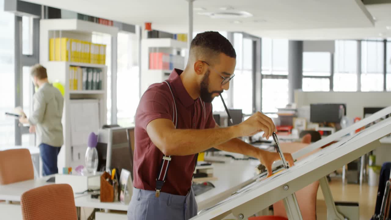 Architect working in office 4k