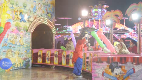 mickey mouse train ride at night carnival