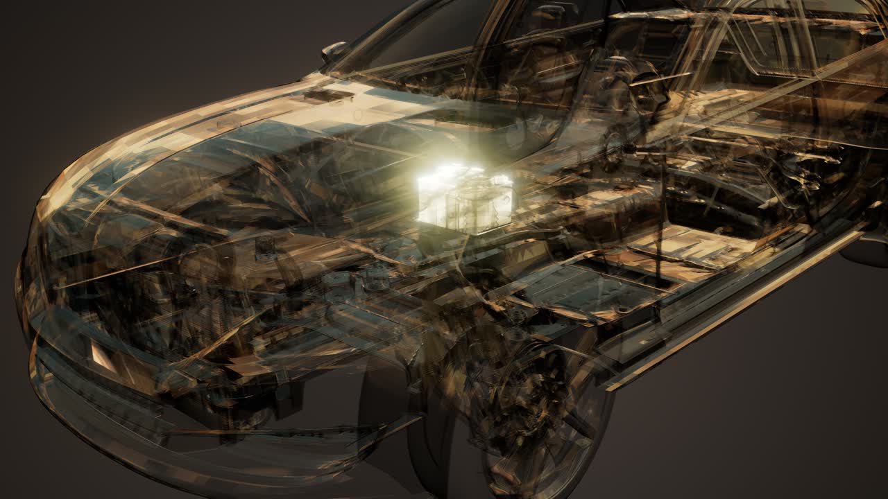 자동차 배터리가 자동차에서 보입니다.