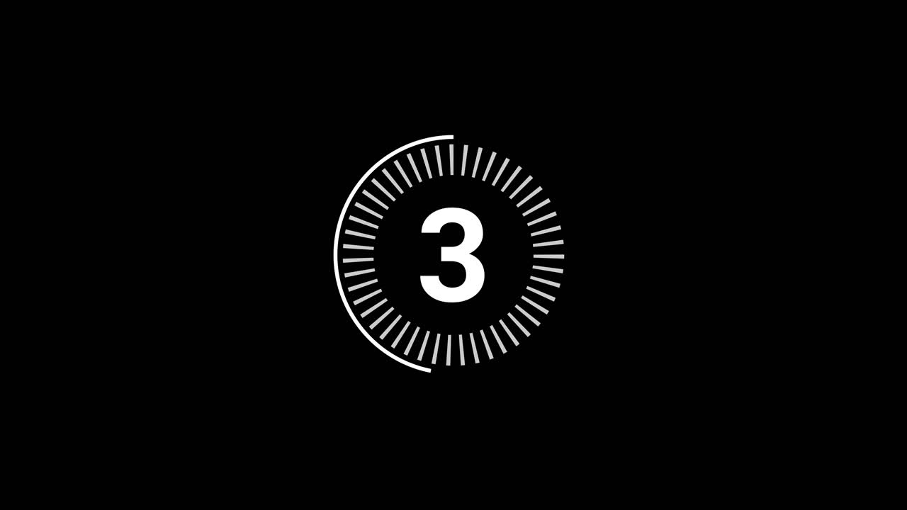 Digital Countdown Timer from Five to Zero on Black Background