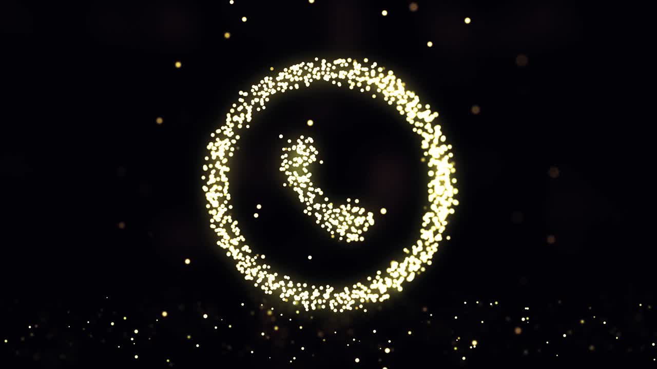 icono de teléfono dorado y brillante