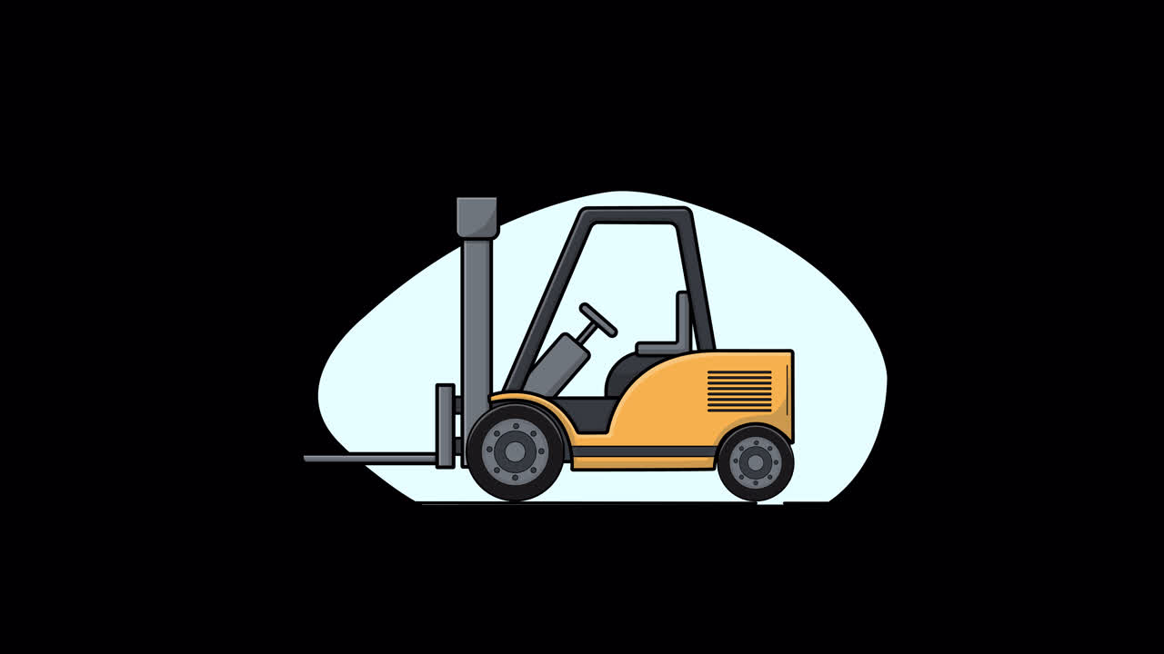 Carrello Elevatore Giallo Animato con Forche in Movimento