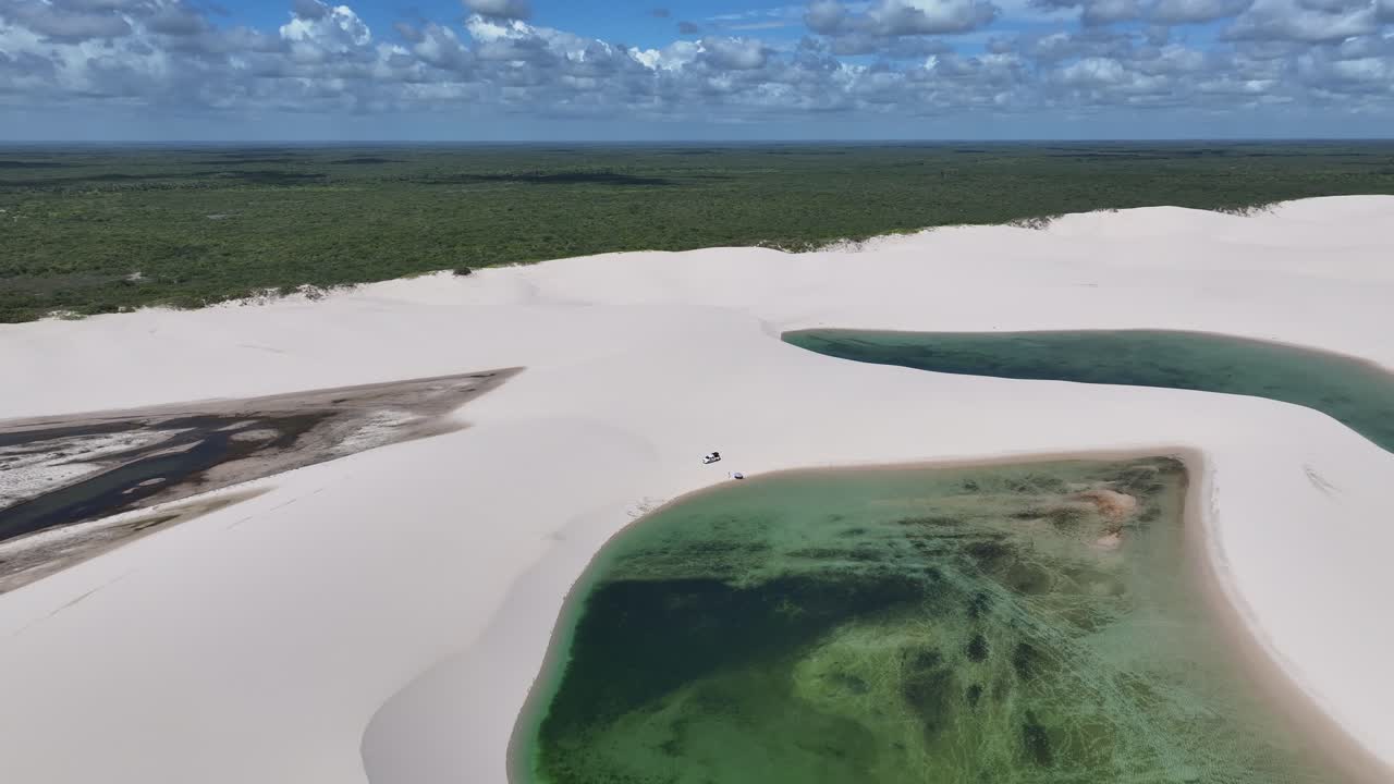 Lencois Maranhenses At Barreirinhas In Maranhao Brazil. Nature Landscape. Winding Sand Dunes. Lencois Maranhenses At Brazil. Rainwater Lakes. Beautiful High Dunes. Summer Travel. Brazil Northeast