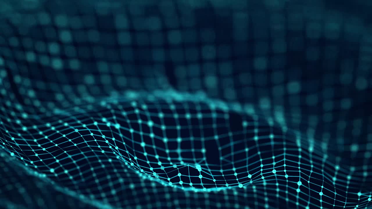 Abstract futuristic background. Big data visualization. Dynamic wave of particles. 3D rendering.