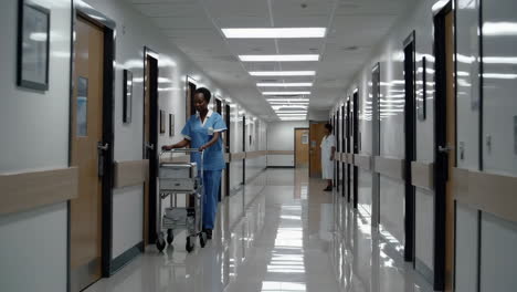hospital corridor with staff