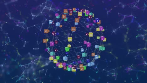 animation of network of connections on blue background