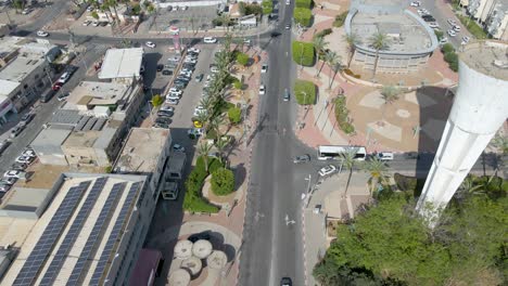 Aerial-Drone-of-The-Entrance-To-Netivot-City-At-The-Noon