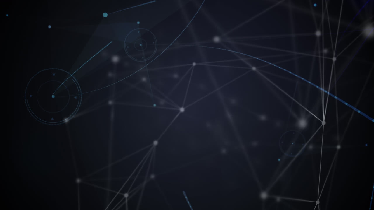 Animation of computer circuit board and network of connections