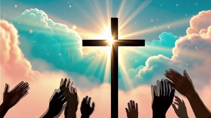 Christian Cross Heavenly Light Worship Background