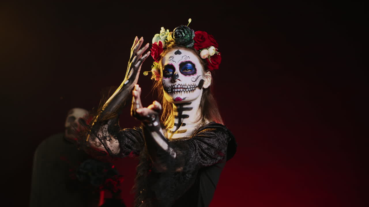Day of the Dead: Woman with Sugar Skull Makeup and Costume