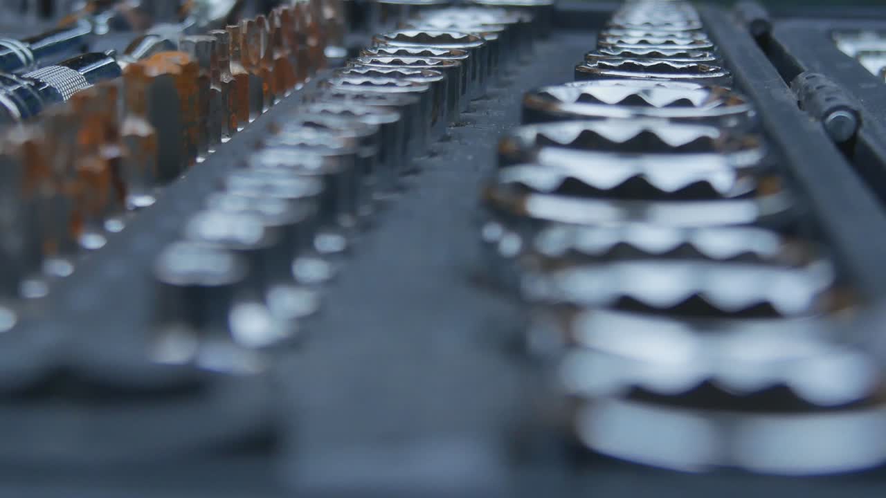 Close Up Of Used Rusty Wrench Head Set