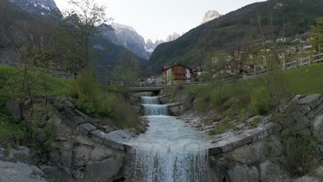 water stream of molveno in trentino region of italy