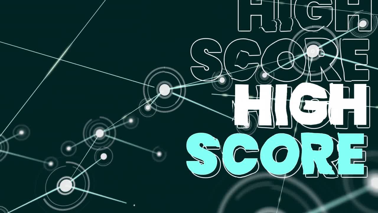 animación de la red de conexiones sobre un cartel de texto de alta puntuación contra un fondo verde