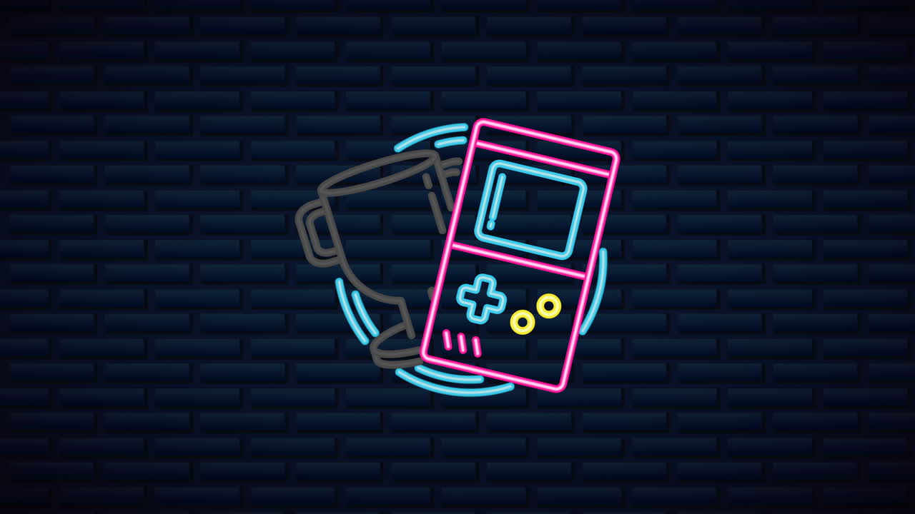 dispositivo de empuñadura de videojuegos de pared con luz de neón