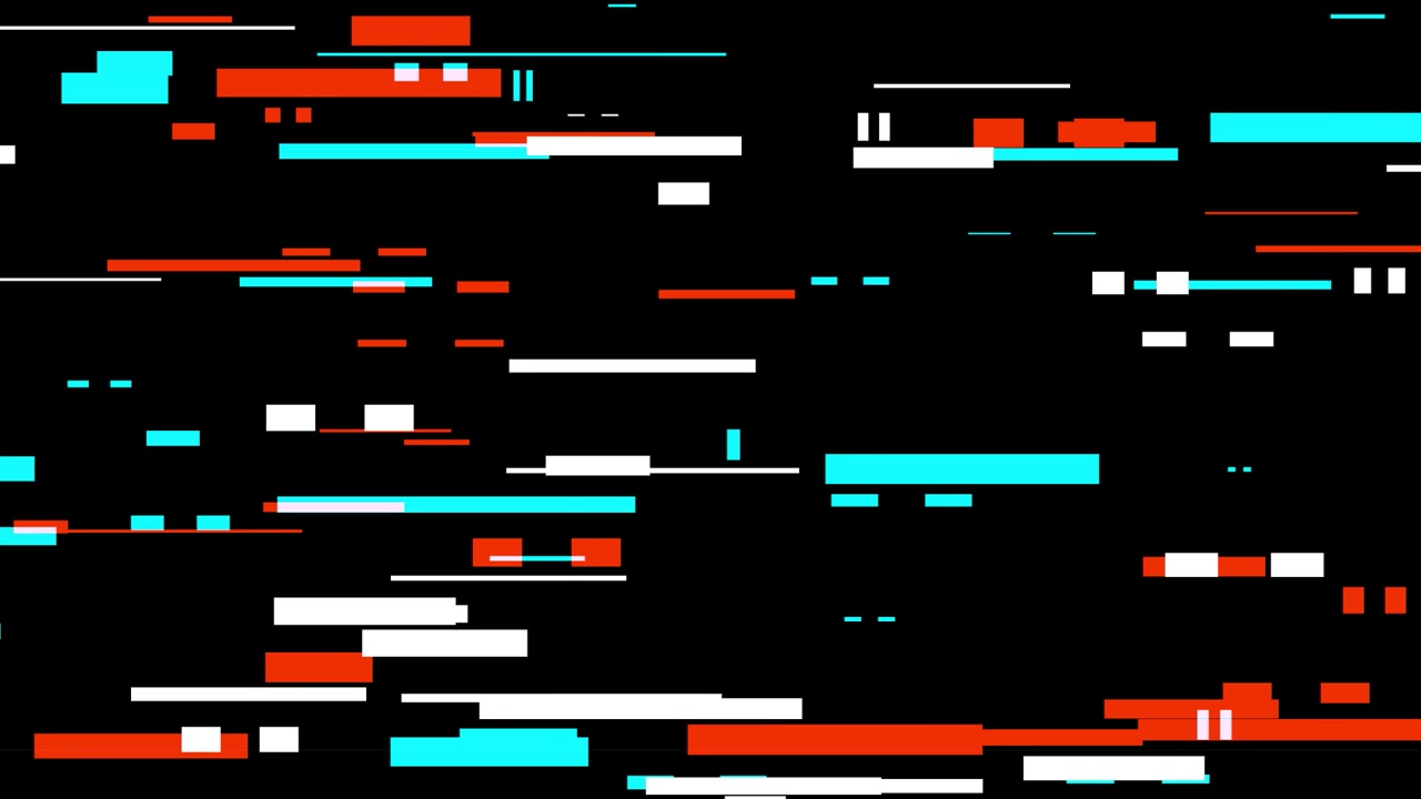 Digitaler Glitch-Effekt mit bewegten roten und cyanfarbenen Balken