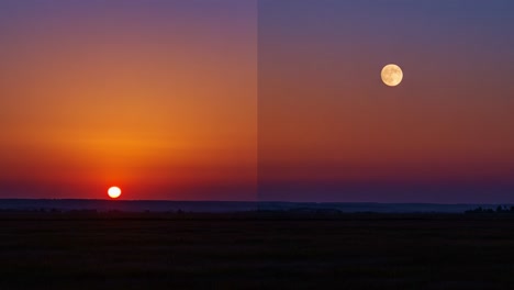 a stunning transition from dusk to night: the magic of sunsets and moonrises photographed in beautiful gradients of color