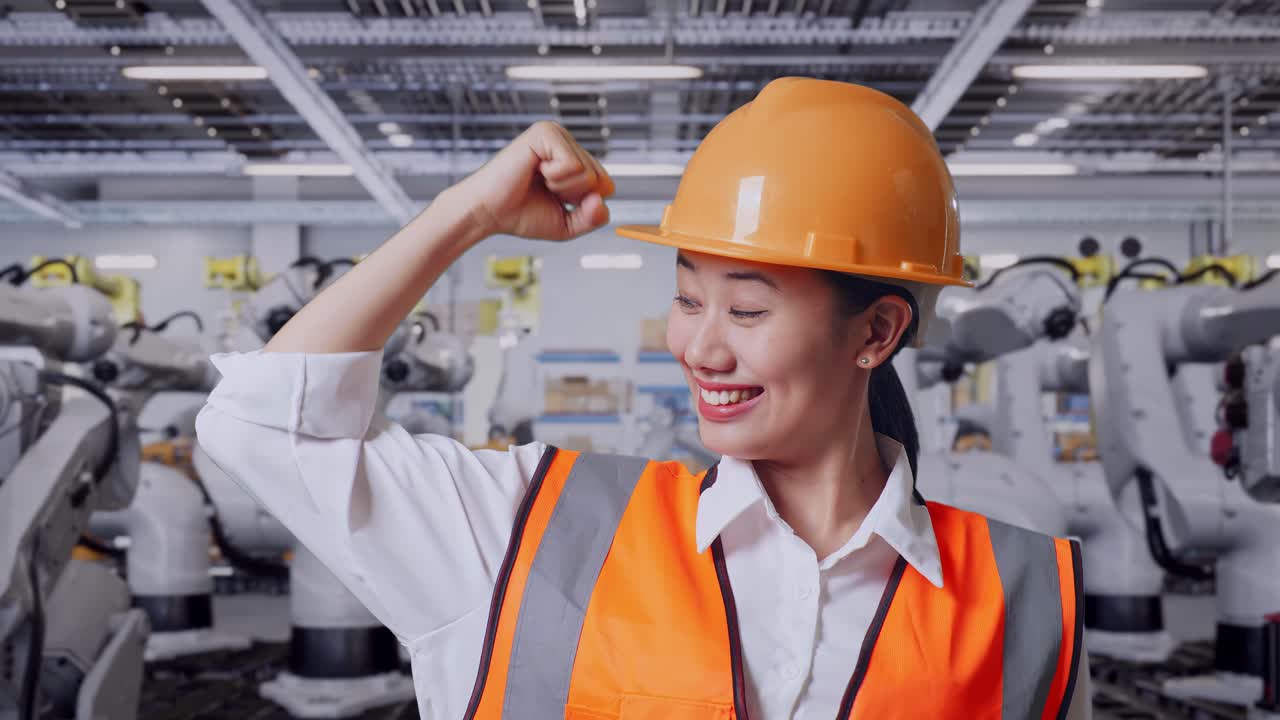 현대 공장에서 성공을 축하하는 엔지니어