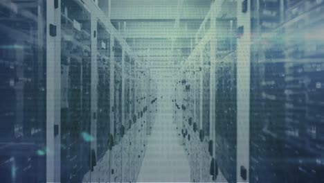 animación del procesamiento de datos en la sala de servidores