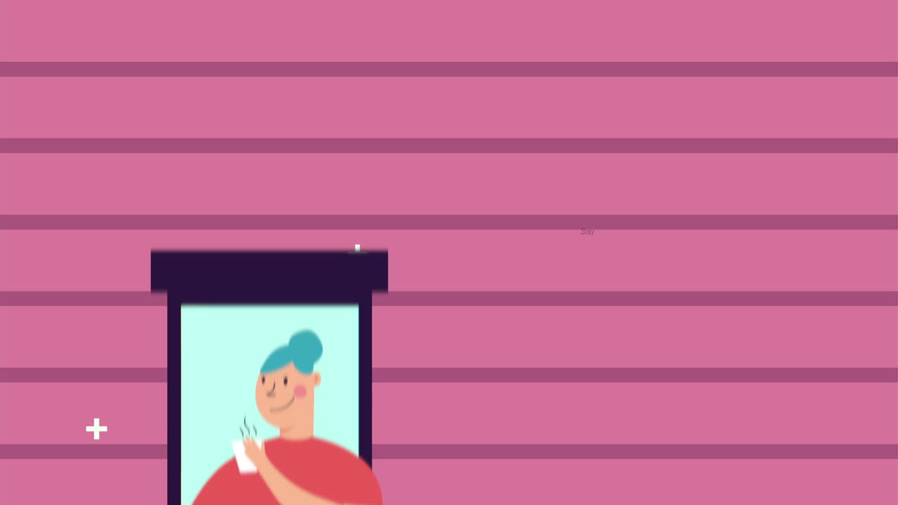 mujer en la ventana del apartamento campaña de quedarse en casa