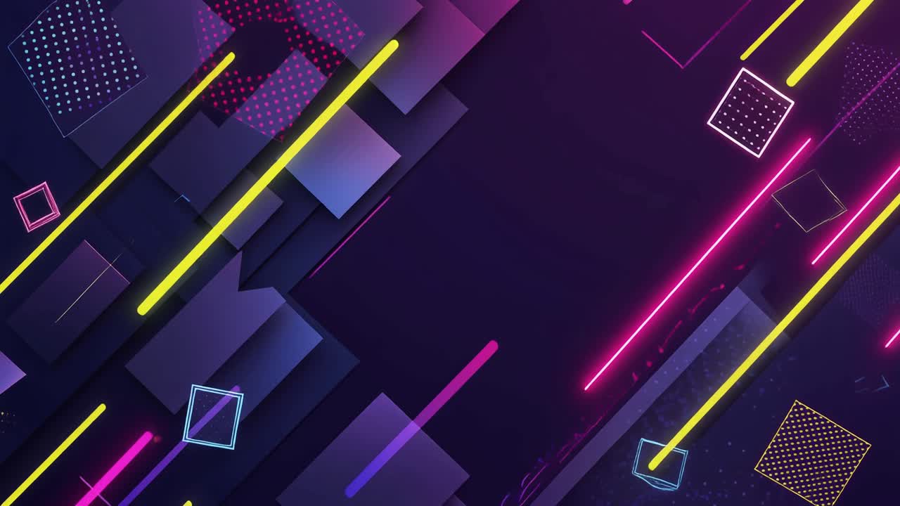 Fondo abstracto dinámico con líneas de neón brillantes y formas geométricas