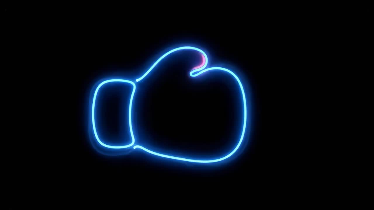 Flashing Neon Boxing Glove Sign on Black Background