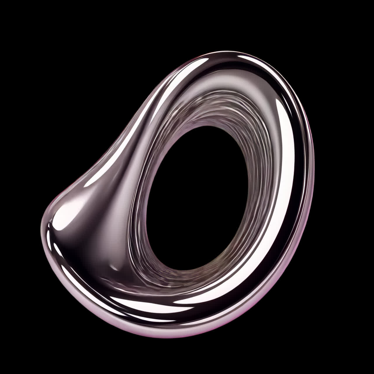 Abstract metallic sculpture design animation isolated asset, transparent 4K video, alpha channel