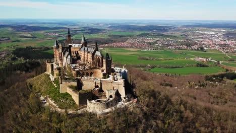 bird's-eye survey of the stunning hohenzollern castle, germany.