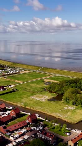 aerial view of dutch coastal landscape