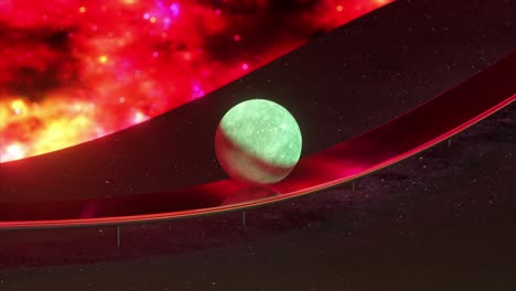luna de neón en un camino cósmico