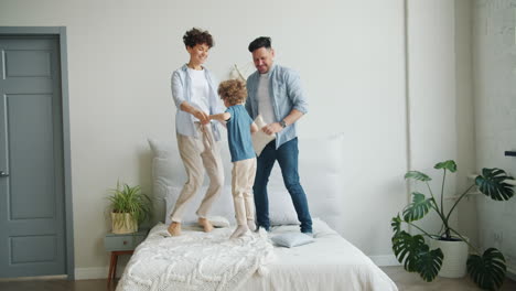 family fun on the bed