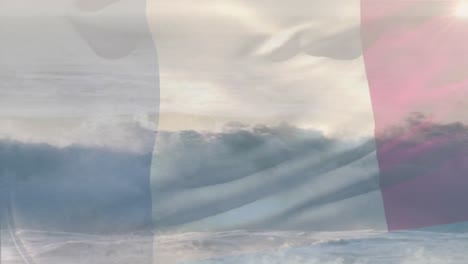 Animation-of-flag-of-belgium-blowing-over-waves-in-sea