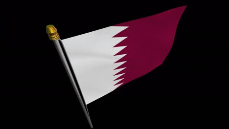 loop video van de qatar vlag zweven in de wind, slow motion video van 4k, met alpha kanaal