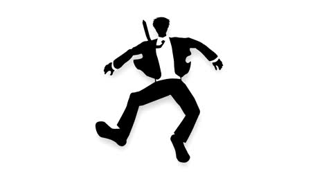 male silhouette jumping, businessman, loop animation,