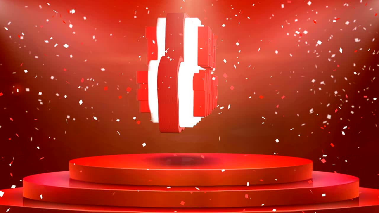 10 평평한 텍스트 애니메이션 무대 포디움 콘페티 루프 애니메이션