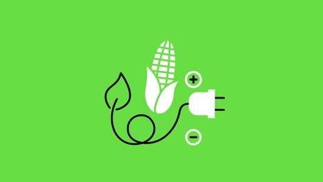 video en 4k de plug de dibujos animados y maíz sobre fondo verde.