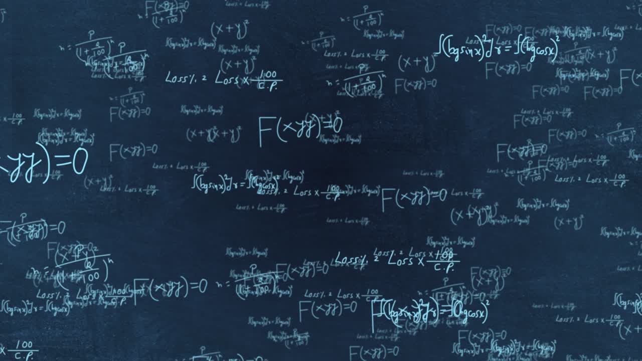 4k 3d figuras geométricas matemáticas, parcelas y ecuaciones de animación de bucle volador.