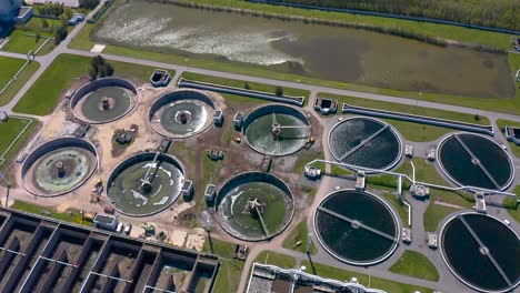 water treatment facilities. round sedimentation tanks.